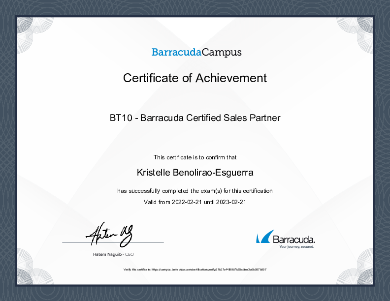 Verified Certification Barracuda Campus