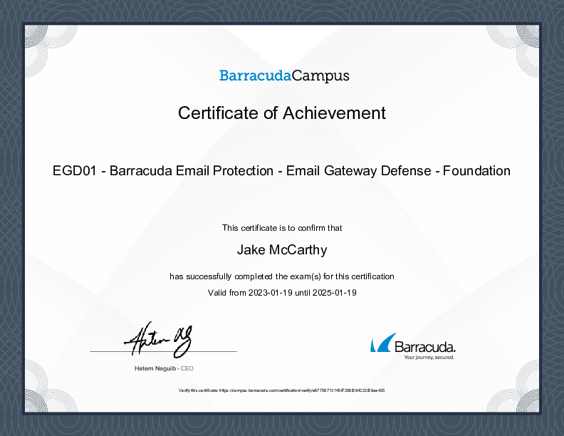 Certification